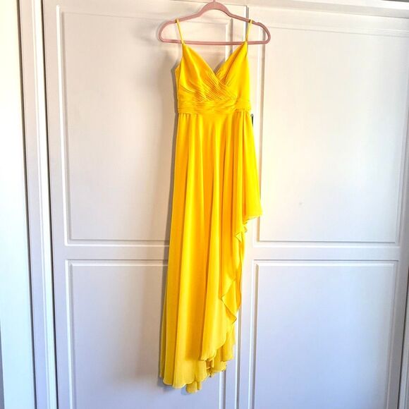 NWT Mac Duggal dress #70191 Asymmetrical Skirt Chiffon Dress in Marigold. Size 0 - Picture 6 of 14